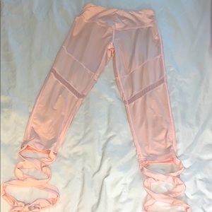 Zaful Baby Pink Lace up Leggings